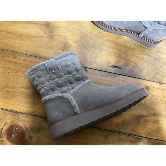 COACH Suede Ivy Boots Size 6 B Heather Grey - Picture 11 of 11